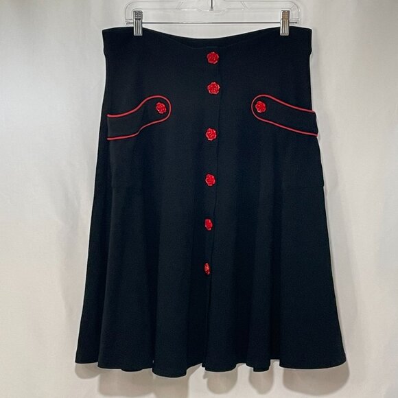 Voodoo Vixen Dresses & Skirts - VOODOO VIXEN Swing/Flare Skirt - Black/Red Trim - XL